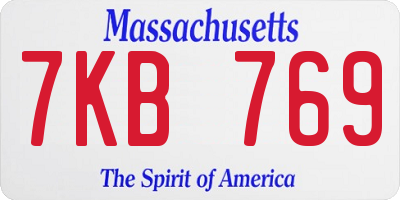 MA license plate 7KB769
