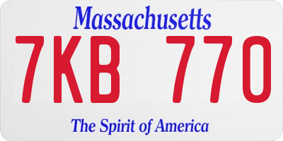MA license plate 7KB770