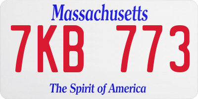 MA license plate 7KB773