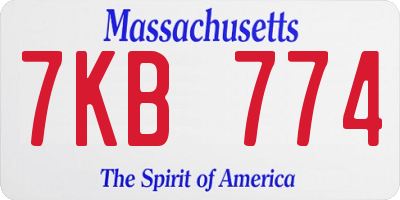 MA license plate 7KB774
