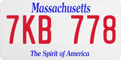 MA license plate 7KB778