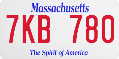 MA license plate 7KB780