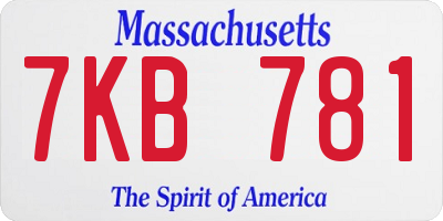 MA license plate 7KB781