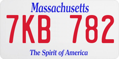 MA license plate 7KB782