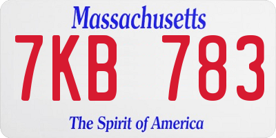 MA license plate 7KB783