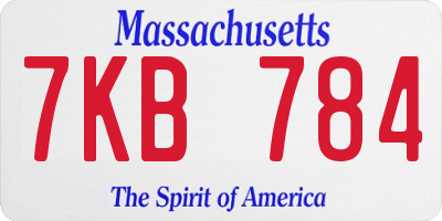 MA license plate 7KB784