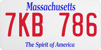 MA license plate 7KB786