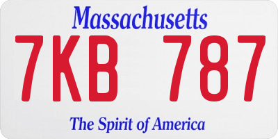 MA license plate 7KB787