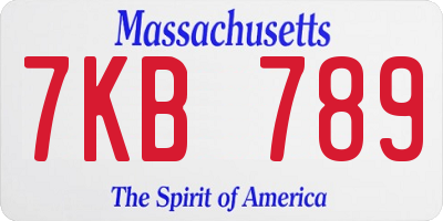 MA license plate 7KB789