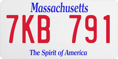 MA license plate 7KB791