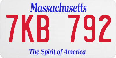 MA license plate 7KB792