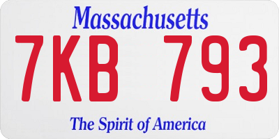 MA license plate 7KB793