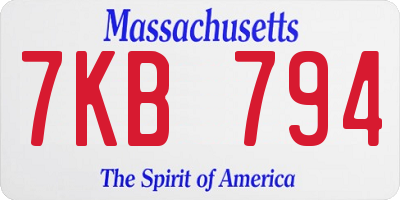 MA license plate 7KB794