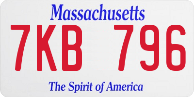 MA license plate 7KB796