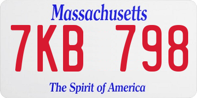 MA license plate 7KB798