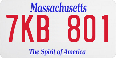 MA license plate 7KB801