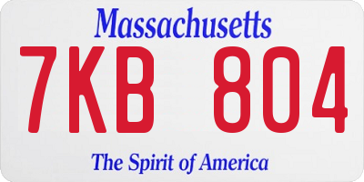 MA license plate 7KB804
