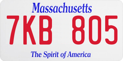 MA license plate 7KB805