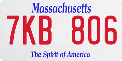 MA license plate 7KB806