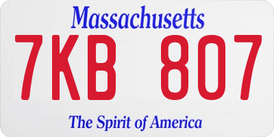 MA license plate 7KB807