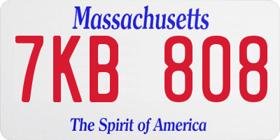 MA license plate 7KB808