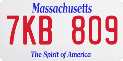 MA license plate 7KB809