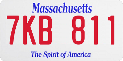 MA license plate 7KB811