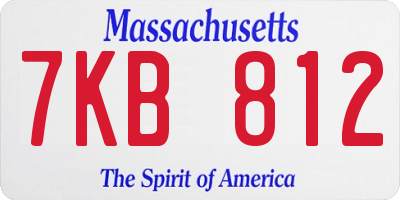 MA license plate 7KB812