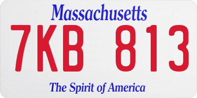 MA license plate 7KB813