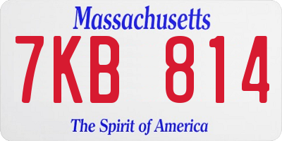 MA license plate 7KB814