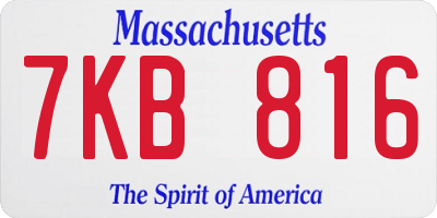 MA license plate 7KB816