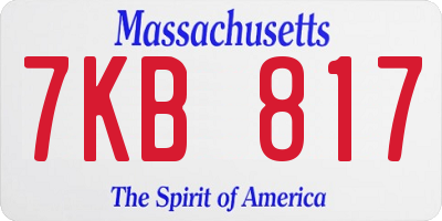 MA license plate 7KB817