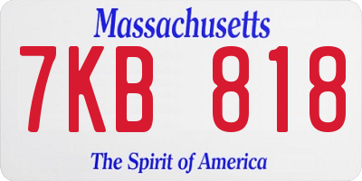 MA license plate 7KB818