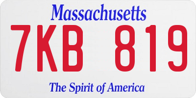 MA license plate 7KB819