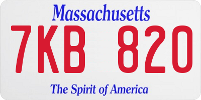 MA license plate 7KB820