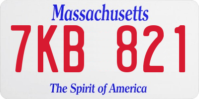 MA license plate 7KB821