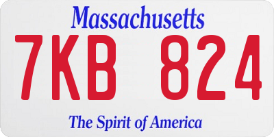MA license plate 7KB824
