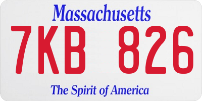 MA license plate 7KB826