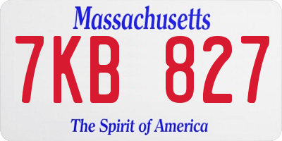 MA license plate 7KB827