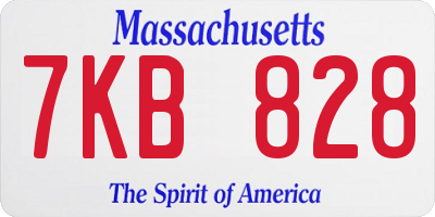 MA license plate 7KB828