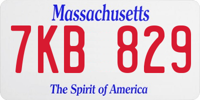 MA license plate 7KB829