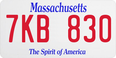 MA license plate 7KB830