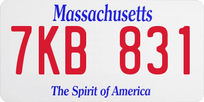 MA license plate 7KB831