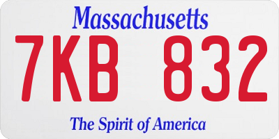 MA license plate 7KB832
