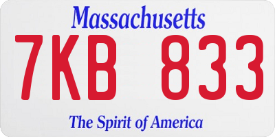 MA license plate 7KB833