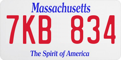 MA license plate 7KB834