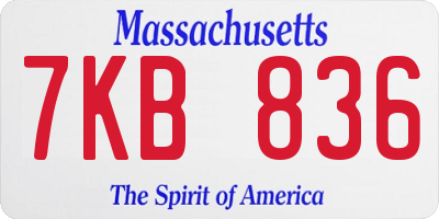 MA license plate 7KB836
