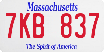MA license plate 7KB837