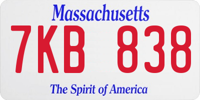 MA license plate 7KB838