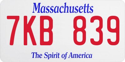 MA license plate 7KB839